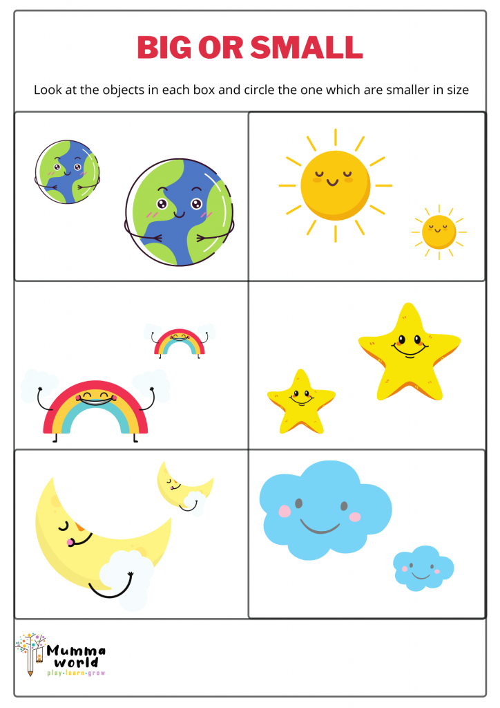 Big and Small worksheet - Worksheet for preschoolers - Mummaworld.com