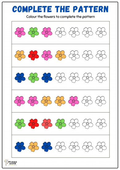 Pattern Worksheets for Preschool | Complete the pattern - Mummaworld.com