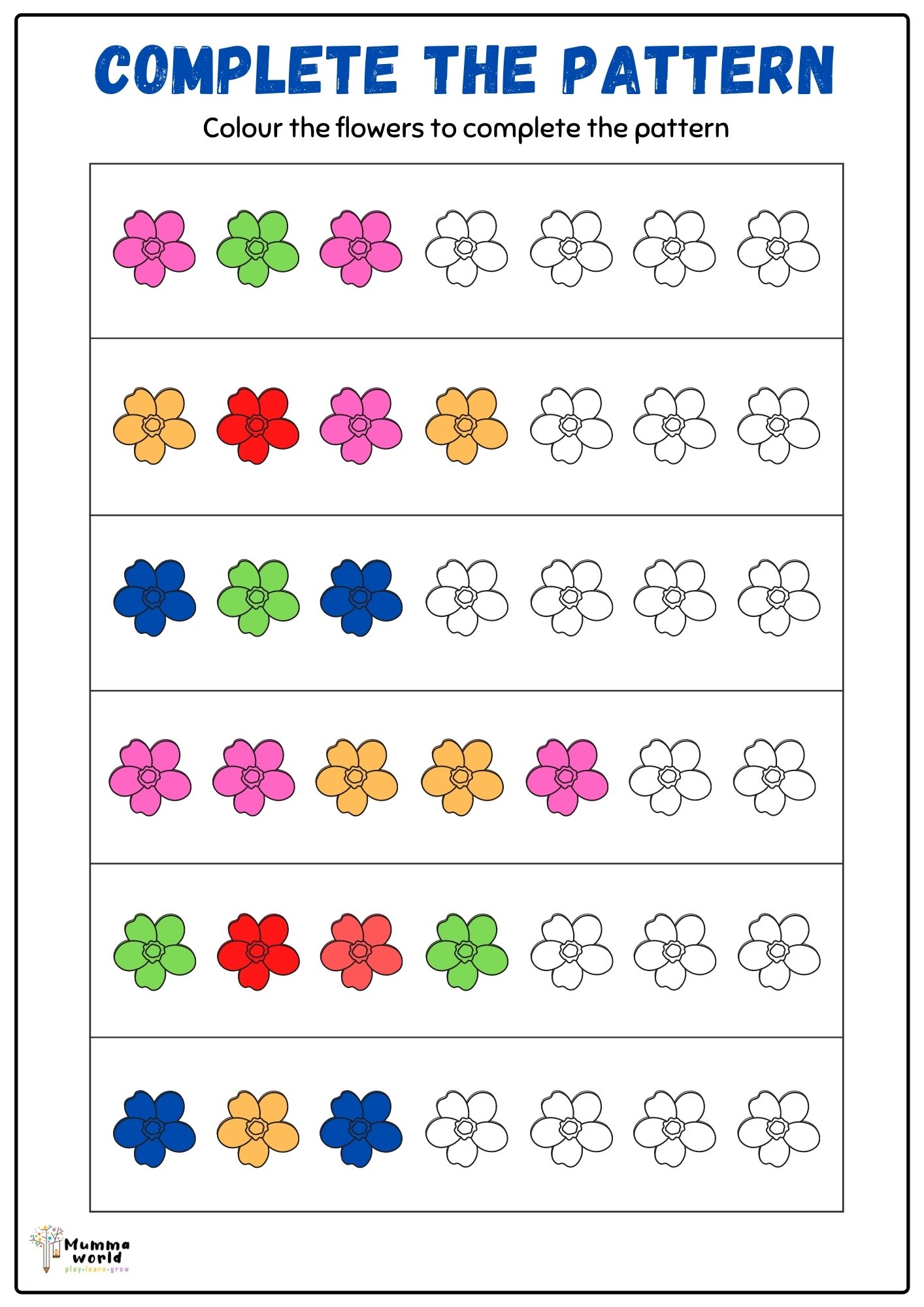 Free Printable Pattern Worksheets For Preschoolers Printable Templates