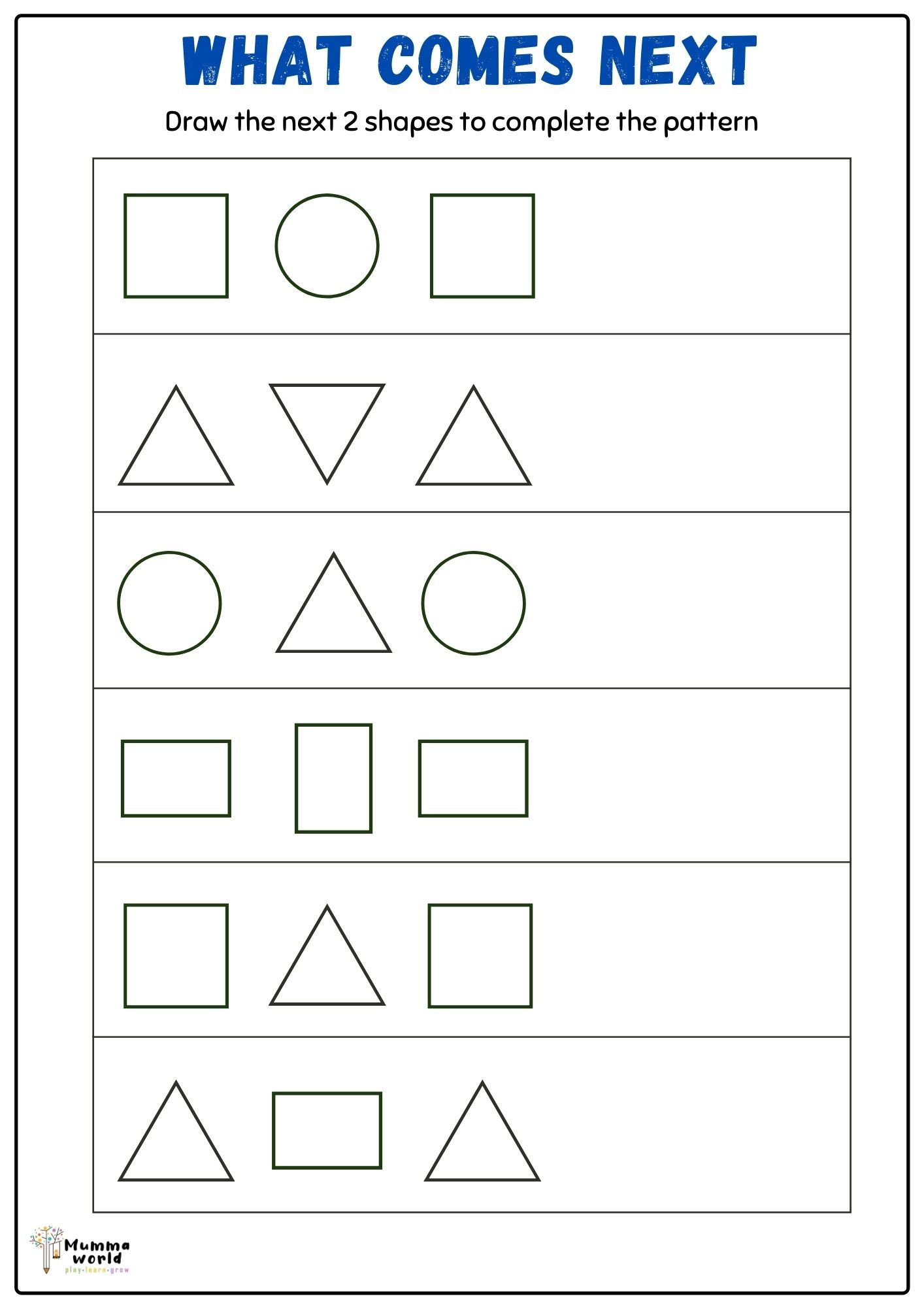 Shapes Worksheet | Pattern Worksheet - Mummaworld.com