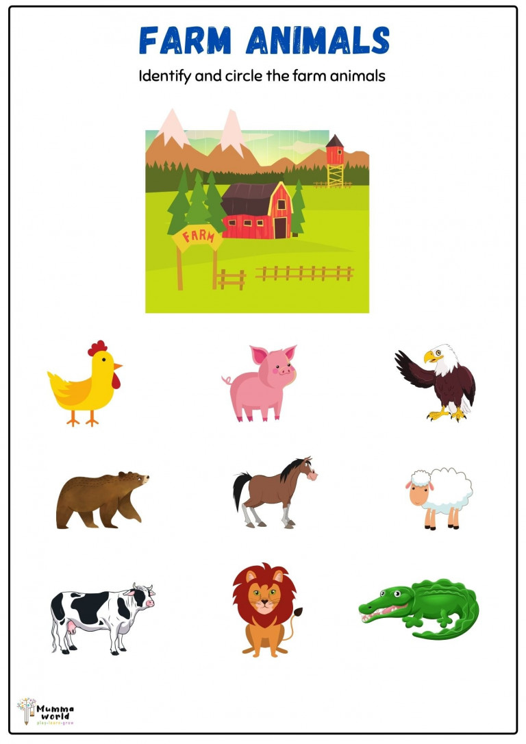 Farm Animals Worksheet | Animal Woksheets | UKG Worksheets - Mummaworld.com